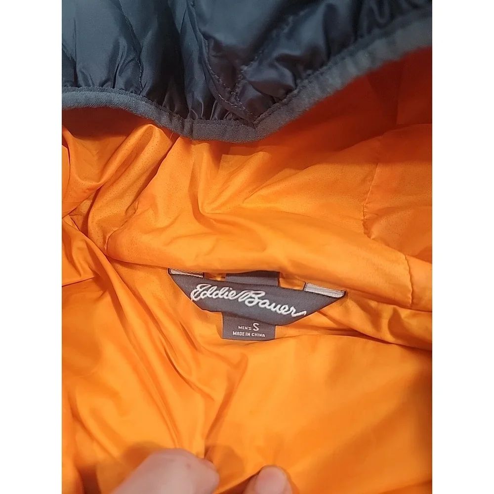 Eddie Bauer EB700 Puffer Down Jacket Mens Small Black Hooded Full Zip Outdoor - Picture 7 of 9